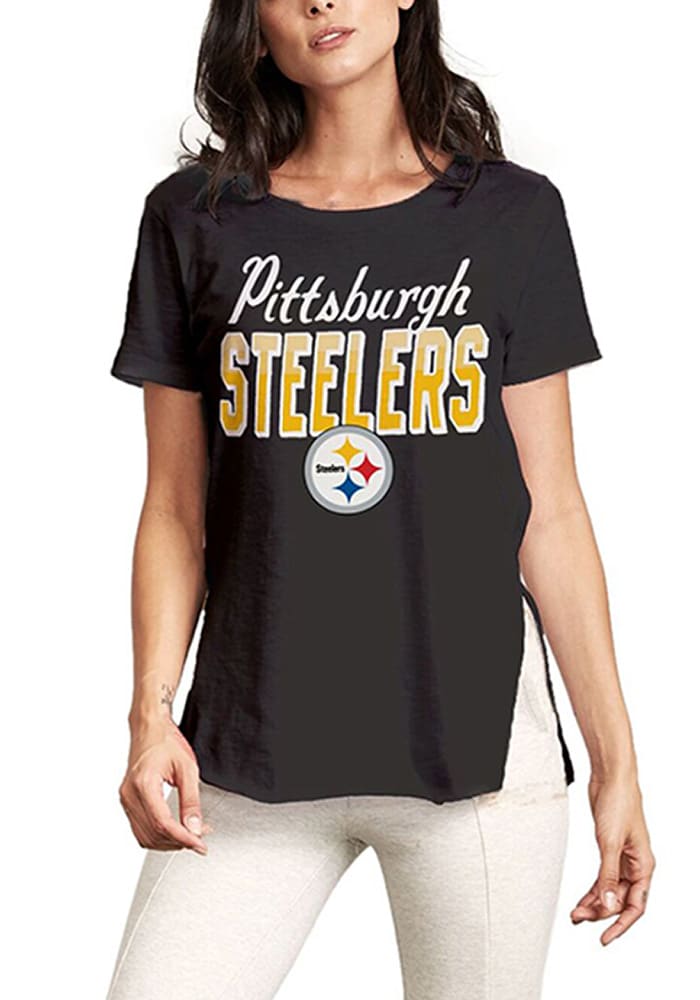 Junk Food Clothing Pittsburgh Steelers Womens Black Kickoff Short Sleeve Crew T-Shirt