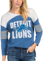 Junk Food Clothing Detroit Lions Womens Blue Throwback Football LS Tee