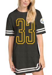 Junk Food Clothing Pittsburgh Steelers Womens Black Striped T-Shirt Short Sleeve Dress