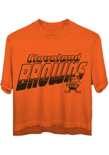 Brownie  Junk Food Clothing Cleveland Browns Womens Orange Champions Short Sleeve T-Shirt
