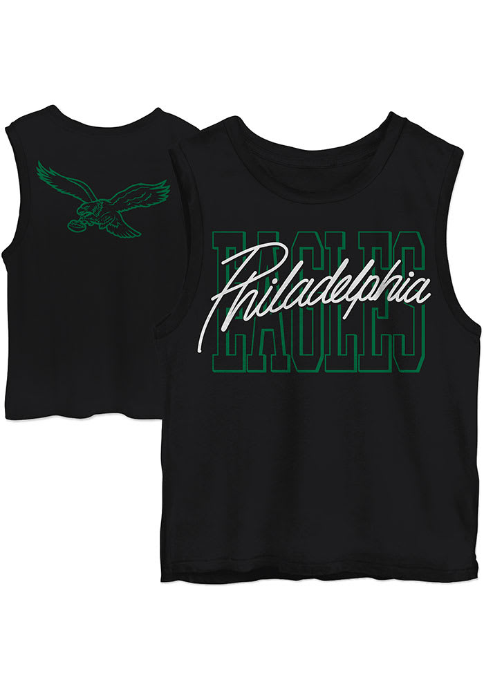 Women's Philadelphia Eagles Junk Food Heathered Gray Banded Crop Tank Top