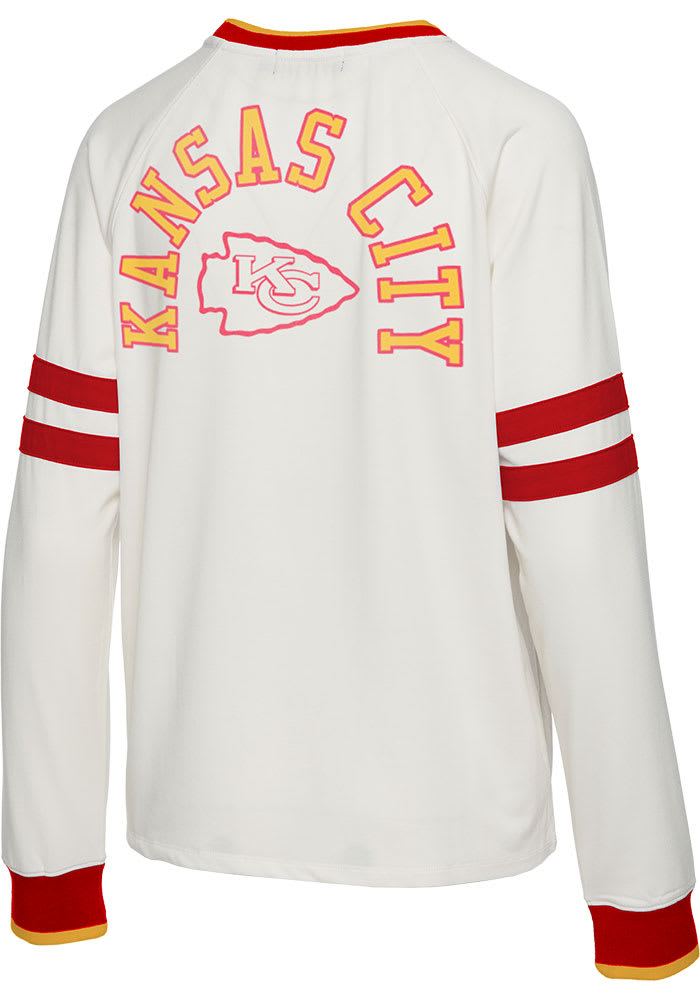 Junk Food Clothing Kansas City Chiefs Womens White Football Crew Sweatshirt