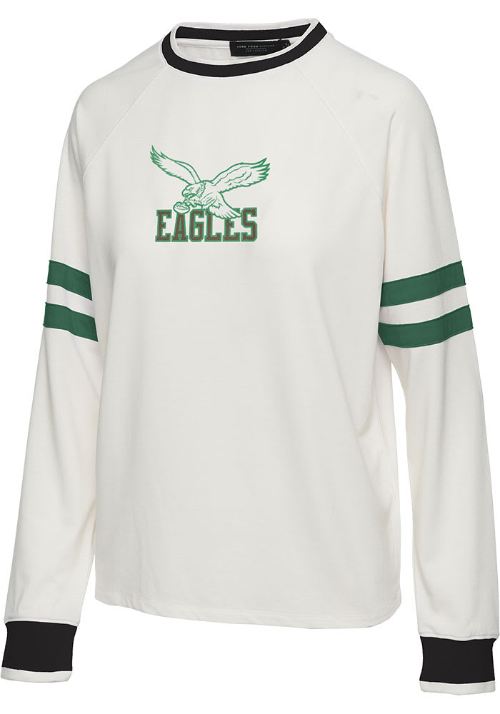 Junk Food Clothing Philadelphia Eagles Womens White Football Crew Sweatshirt