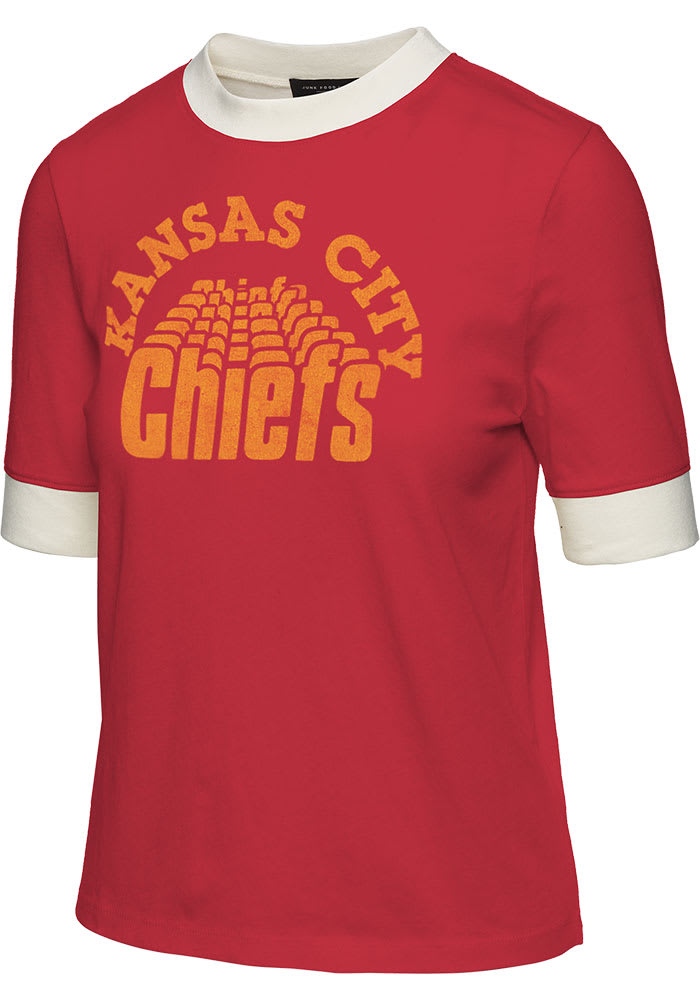 Junk Food Clothing Kansas City Chiefs Womens Red Ringer Short Sleeve T-Shirt