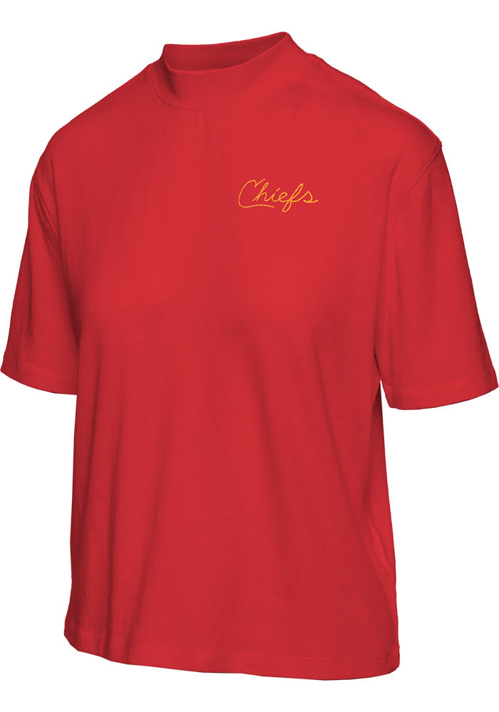 Junk Food Clothing Kansas City Chiefs Womens Red Mock Short Sleeve T-Shirt