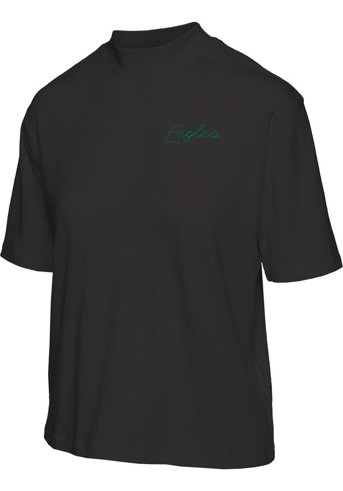 Junk Food Clothing Philadelphia Eagles Womens Black Mock Short Sleeve T-Shirt