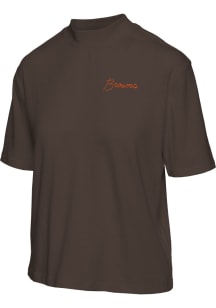 Junk Food Clothing Cleveland Browns Womens Brown Mock Short Sleeve T-Shirt