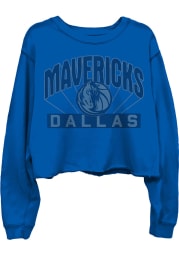 Junk Food Clothing Dallas Mavericks Womens Blue Cropped LS Tee