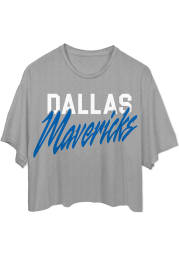 Junk Food Clothing Dallas Mavericks Womens Grey Cropped Short Sleeve T-Shirt