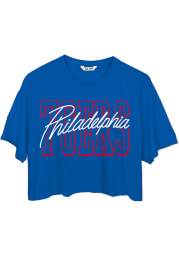 Junk Food Clothing Philadelphia 76ers Womens Blue Cropped Short Sleeve T-Shirt