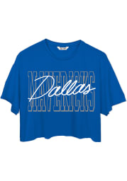 Junk Food Clothing Dallas Mavericks Womens Blue Cropped Short Sleeve T-Shirt