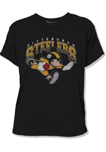 Junk Food Clothing Pittsburgh Steelers Womens Black Disney Short Sleeve T-Shirt