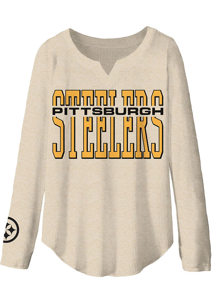 Pittsburgh Steelers New Era Women's Lace-Up Notch Neck Long Sleeve T-Shirt  - Black