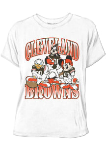 Junk Food Clothing Cleveland Browns Womens White Disney Short Sleeve T-Shirt