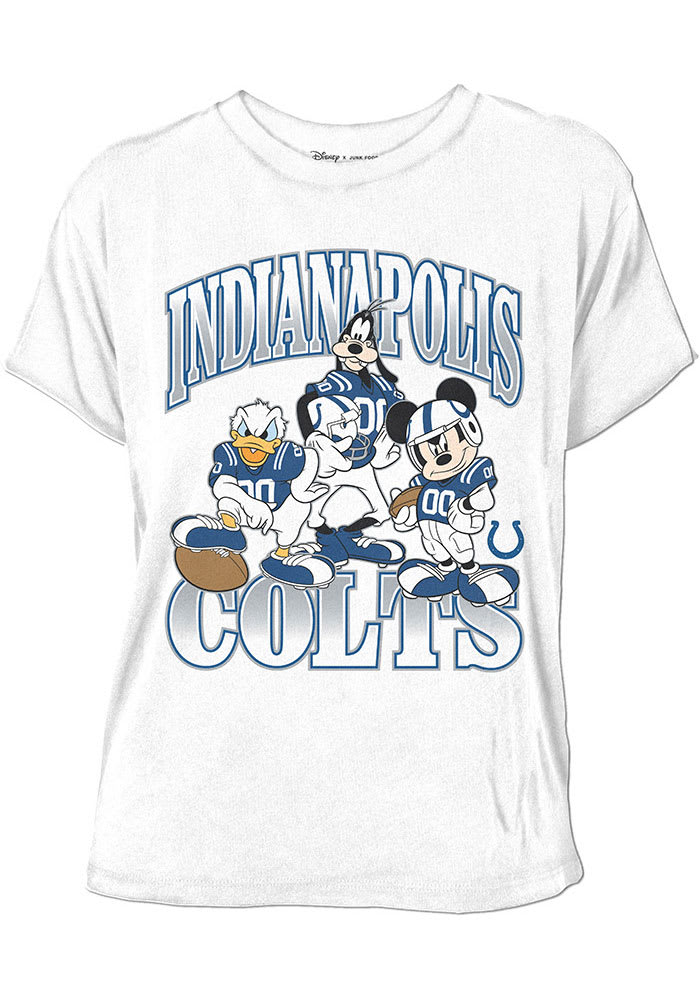 Junk Food Clothing Indianapolis Colts Women's White Disney Short Sleeve T-Shirt, White, 100% Cotton, Size L, Rally House