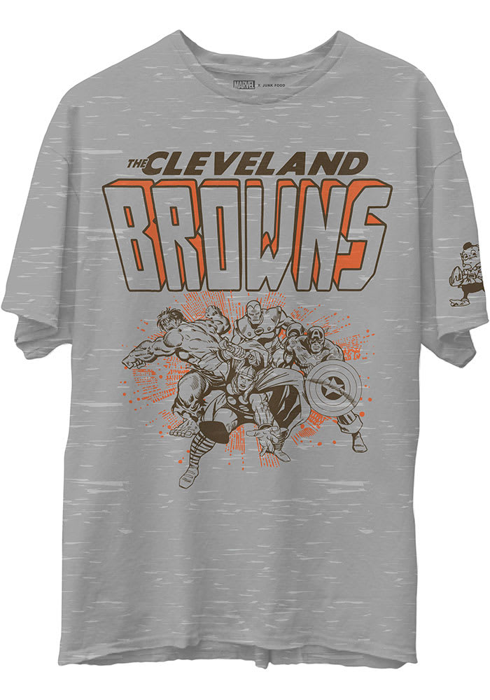 Junk Food Clothing Cleveland Browns Grey Marvel Short Sleeve T Shirt