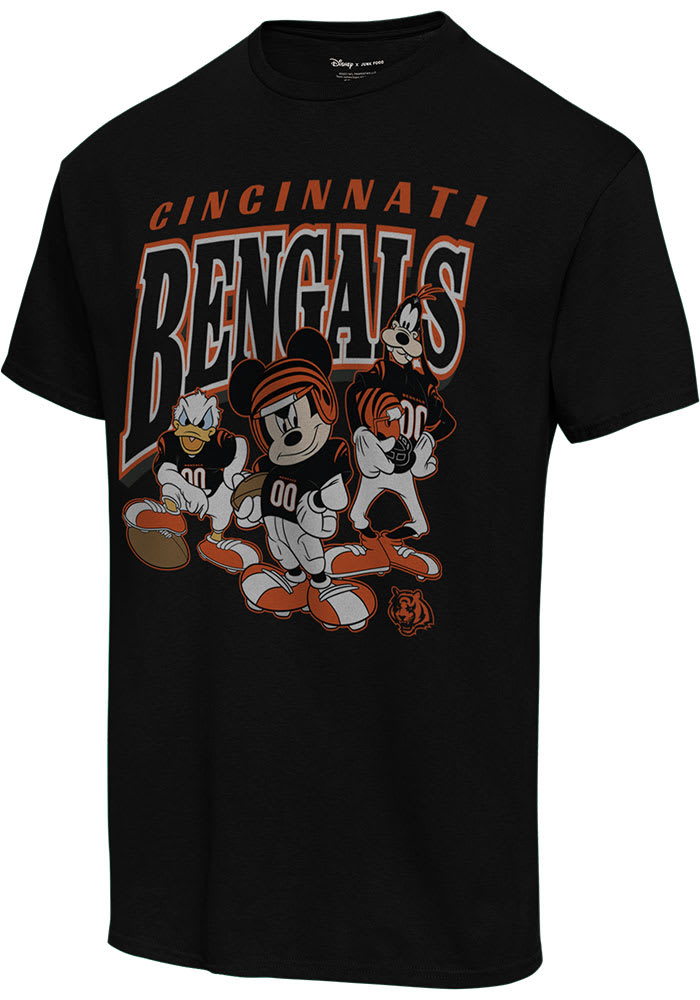 Junk Food Clothing Cincinnati Bengals Black DISNEY HUDDLE UP Short Sleeve T Shirt