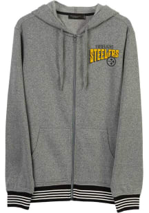 Junk Food Clothing Pittsburgh Steelers Mens Grey FIELD GOAL FLEECE Long Sleeve Full Zip Jacket