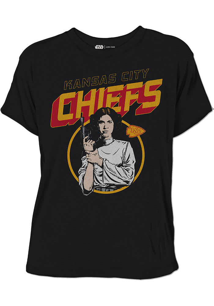 Junk Food Clothing Kansas City Chiefs Womens Black Princess Leia Short Sleeve T-Shirt
