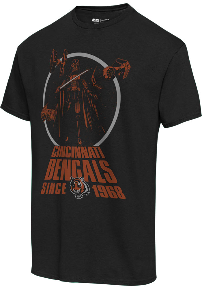 Junk Food Clothing Cincinnati Bengals Black STAR WARS TITLE CRAWL Short Sleeve T Shirt
