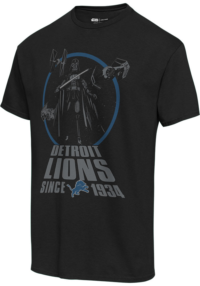 Men's Junk Food Black Detroit Lions Disney Star Wars Empire Title Crawl T-Shirt Size: Medium