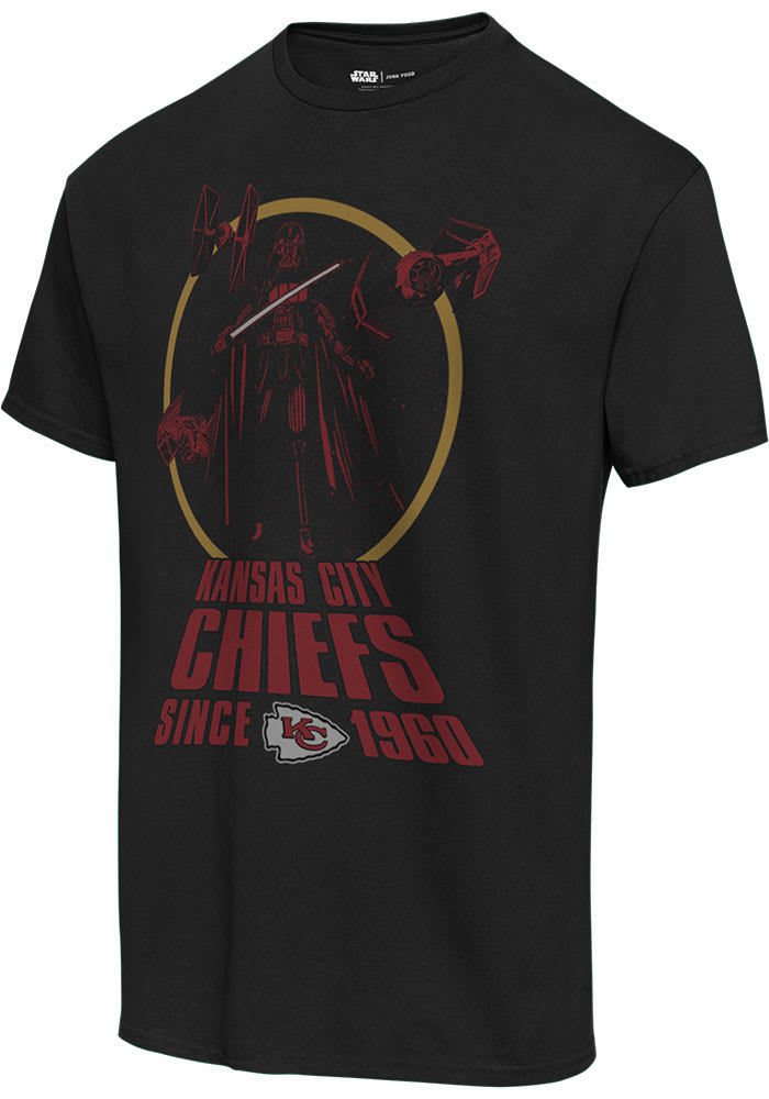 Junk Food Clothing Kansas City Chiefs Black STAR WARS TITLE CRAWL Short Sleeve T Shirt