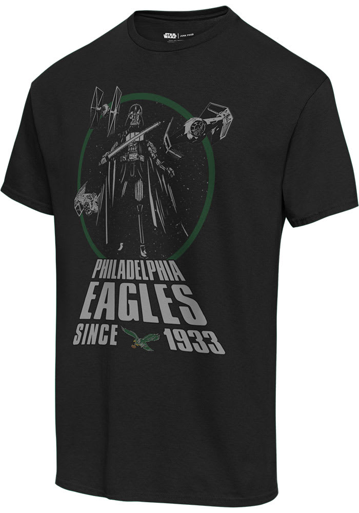 Junk Food Clothing Philadelphia Eagles Black STAR WARS TITLE CRAWL Short Sleeve T Shirt