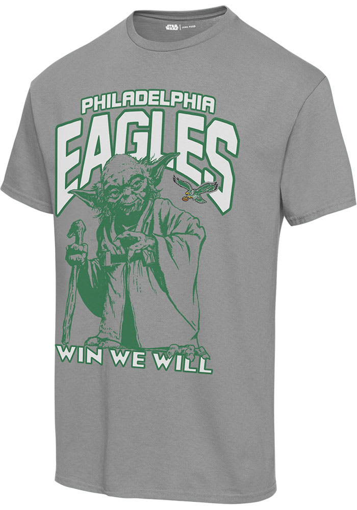 Junk Food Clothing Philadelphia Eagles Grey YODA WIN WE WILL Short Sleeve T Shirt