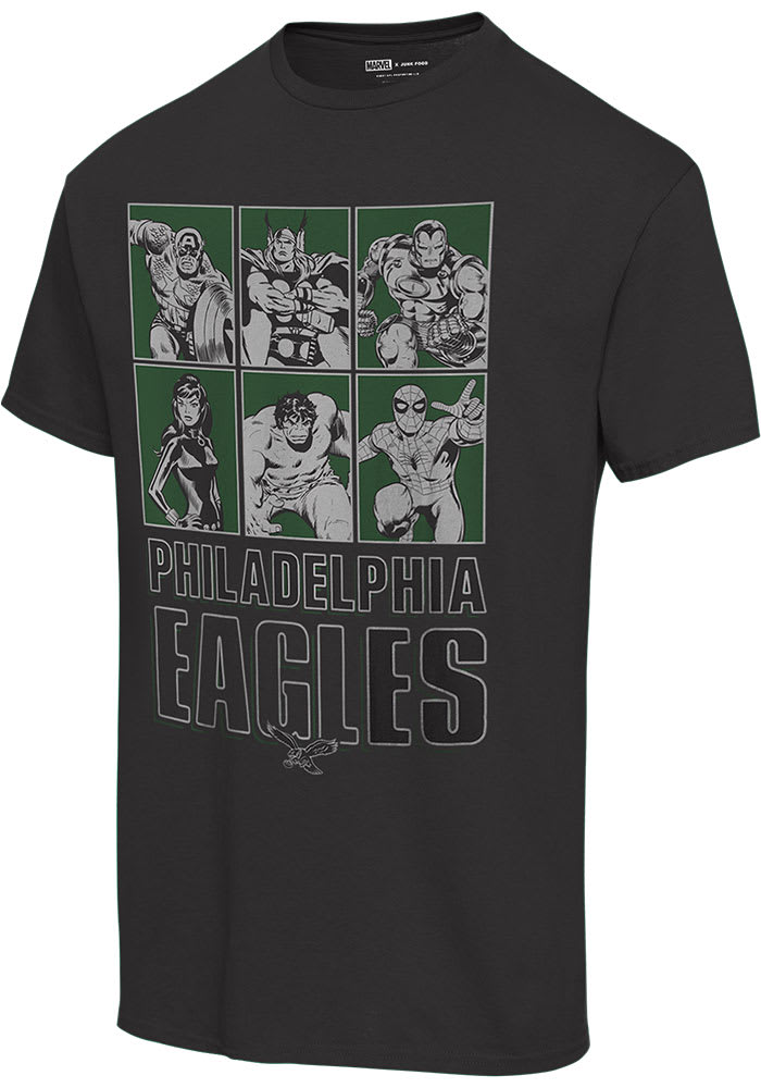 Junk Food Clothing Philadelphia Eagles Black AVENGERS LINE UP Short Sleeve T Shirt