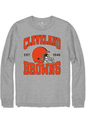 Junk Food Clothing Cleveland Browns Grey HELMET Long Sleeve Fashion T Shirt