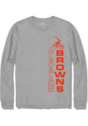 Junk Food Clothing Cleveland Browns Grey VERTICAL Long Sleeve Fashion T Shirt