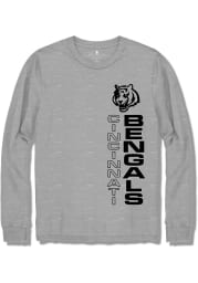 Junk Food Clothing Cincinnati Bengals Grey VERTICAL Long Sleeve Fashion T Shirt