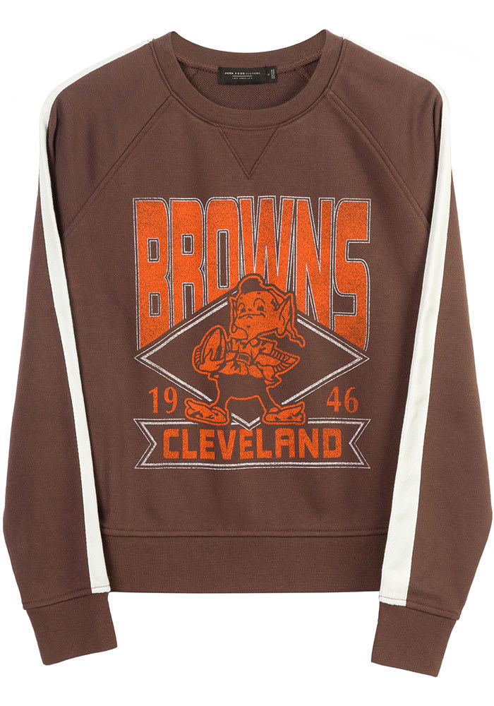 Junk Food Clothing Cleveland Browns Womens Brown Overtime Crew Sweatshirt