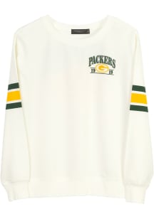 Junk Food Clothing Green Bay Packers Womens White Kickoff Crew Sweatshirt