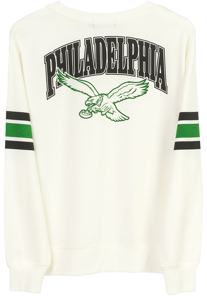 Junk Food Clothing Philadelphia Eagles Womens White Kickoff Crew Sweatshirt