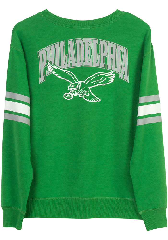 Junk Food Clothing Philadelphia Eagles Womens Kelly Green Kickoff Crew Sweatshirt