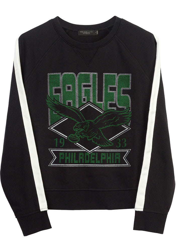 Junk Food Clothing Philadelphia Eagles Womens Black Overtime Crew Sweatshirt