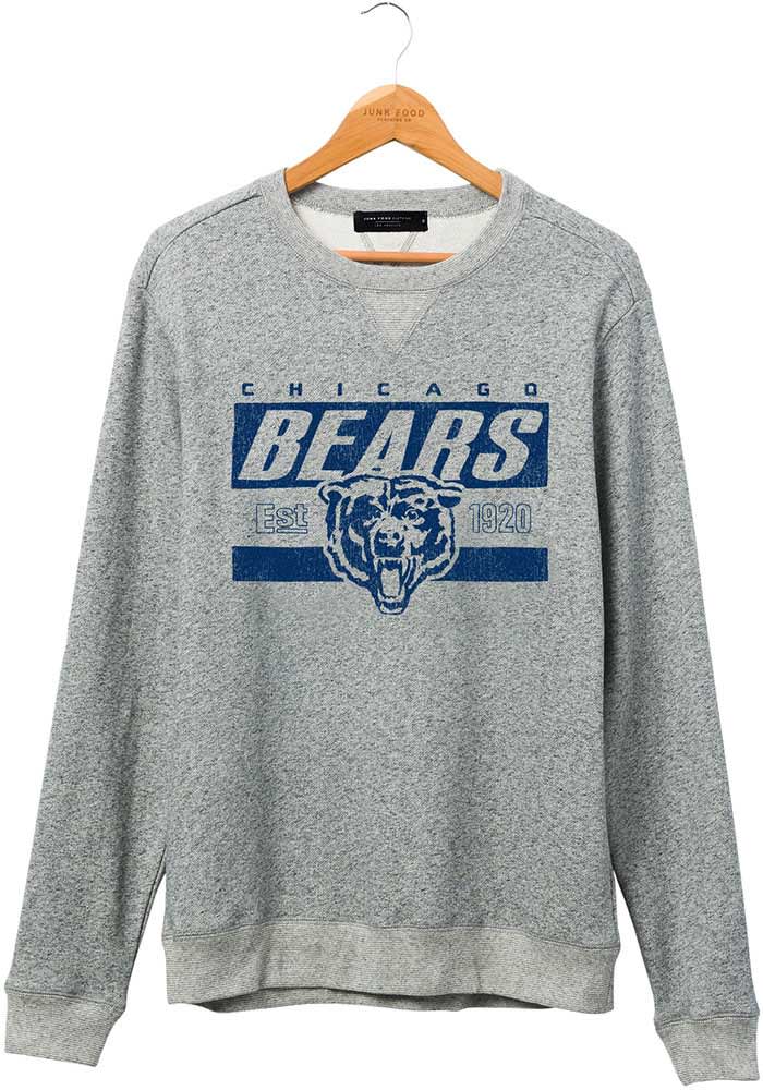 Junk Food Clothing Chicago Bears Grey Marled Long Sleeve Fashion Sweatshirt, Grey, 100% Cotton, Size L, Rally House