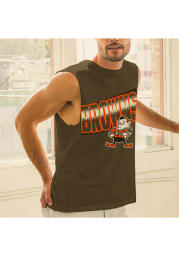 Junk Food Clothing Cleveland Browns Mens Brown Muscle Short Sleeve Tank Top