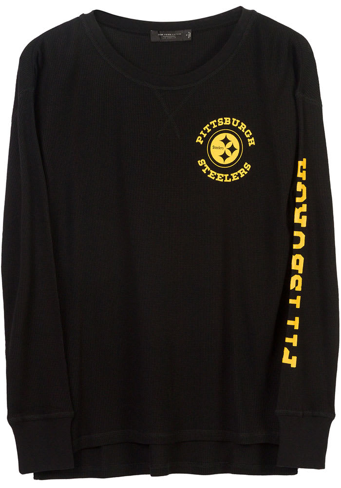 Junk Food Clothing Pittsburgh Steelers Womens Black Time Out LS Tee