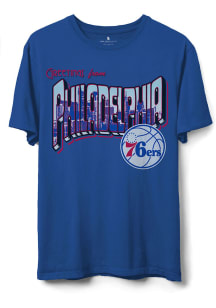 Junk Food Clothing Philadelphia 76ers Blue Postcard Short Sleeve T Shirt