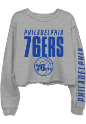 Junk Food Clothing Philadelphia 76ers Womens Grey Cropped Crew Sweatshirt
