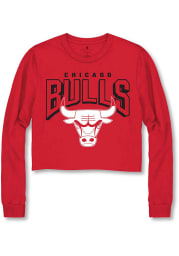 Junk Food Clothing Chicago Bulls Womens Red Cropped LS Tee