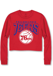 Junk Food Clothing Philadelphia 76ers Womens Red Cropped LS Tee