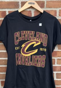 Junk Food Clothing Cleveland Cavaliers Womens Black Cropped Short Sleeve T-Shirt