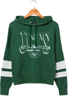 Junk Food Clothing New York Jets Womens Green Striped Hooded Sweatshirt