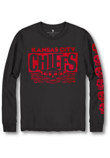 Junk Food Clothing Kansas City Chiefs Black Team Dia de Los Muertos Sugar Skull Long Sleeve T Sh..