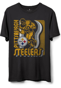 Junk Food Clothing Pittsburgh Steelers Black Runner Short Sleeve T Shirt