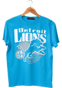Junk Food Clothing Detroit Lions Womens Blue Sunset Short Sleeve T-Shirt