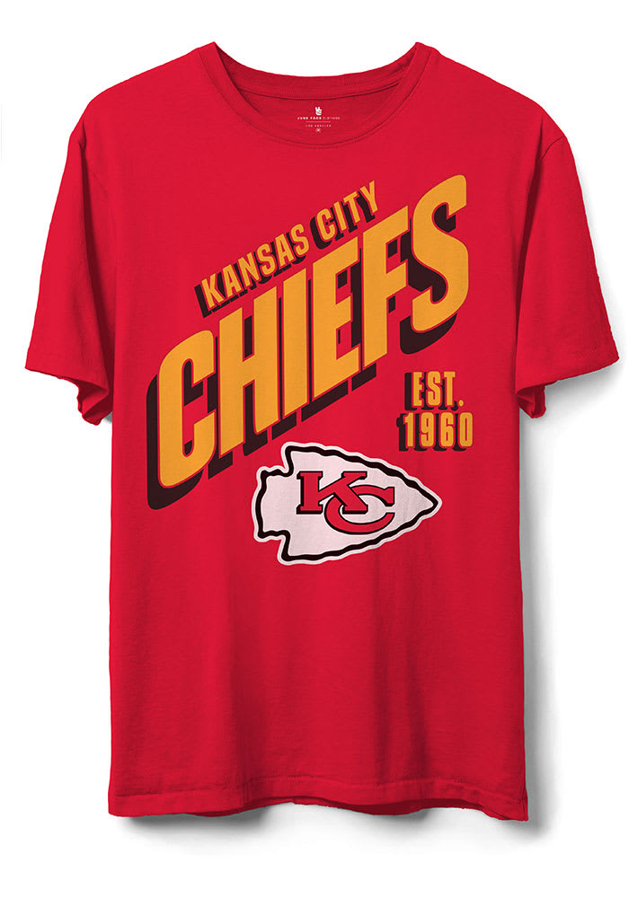 Junk Food Clothing Kansas City Chiefs Red NFL SLANT Short Sleeve T Shirt
